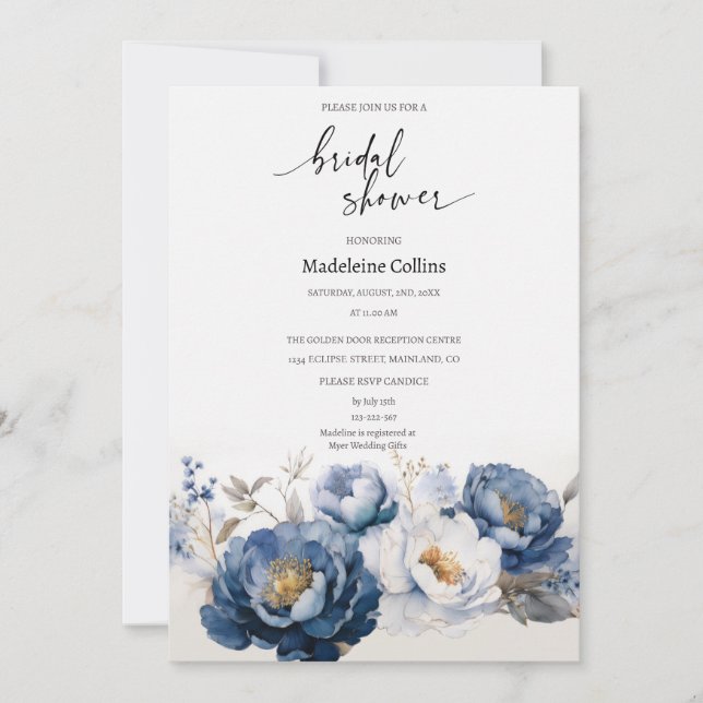 Custom Bridal Shower peony bouquet Invitation (Front)