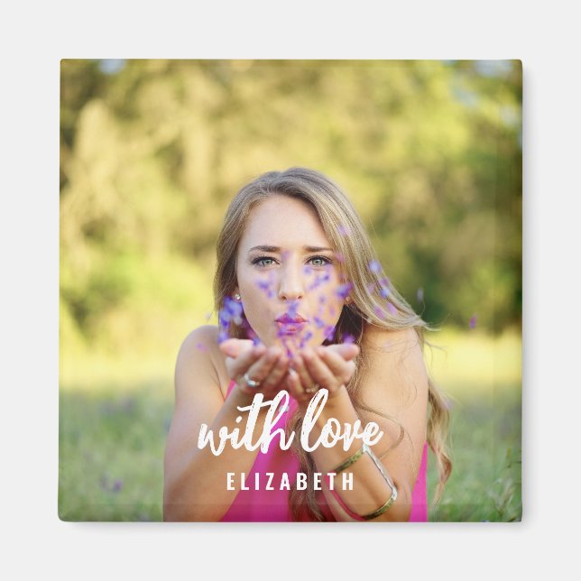 Custom Bridal Shower Photo Simple Modern Bold Text Magnet (Front)