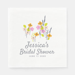 Custom Bridal Shower Rustic Garden Wildflowers Napkins