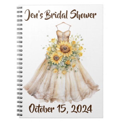 Custom Bridal Shower Sunflower Dress Guestbook Notebook