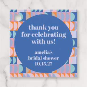 Custom Bridal Shower Thank You Blue Geometric Favor Tags