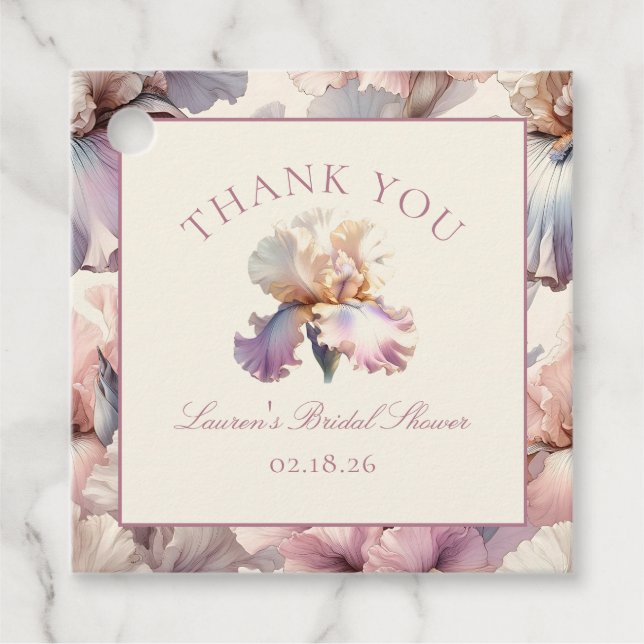 Custom Bridal Shower Thank You Blush Pink Floral Favor Tags (Front)