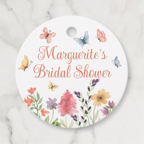 Custom Bridal Shower Wildflowers and Butterflies Favor Tags