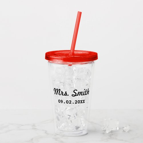 Custom Bridal Wedding Acrylic Tumbler