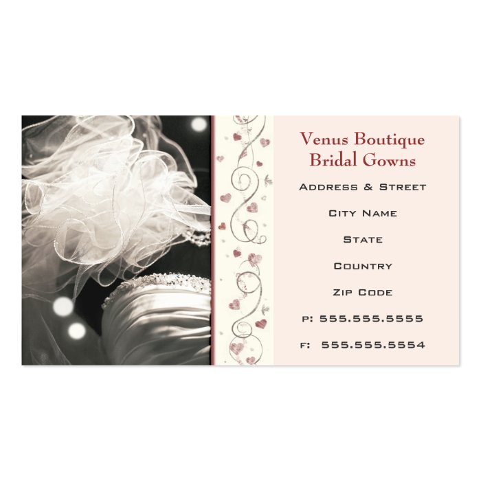 Custom Bridal / Wedding Dress Business Card : Zazzle