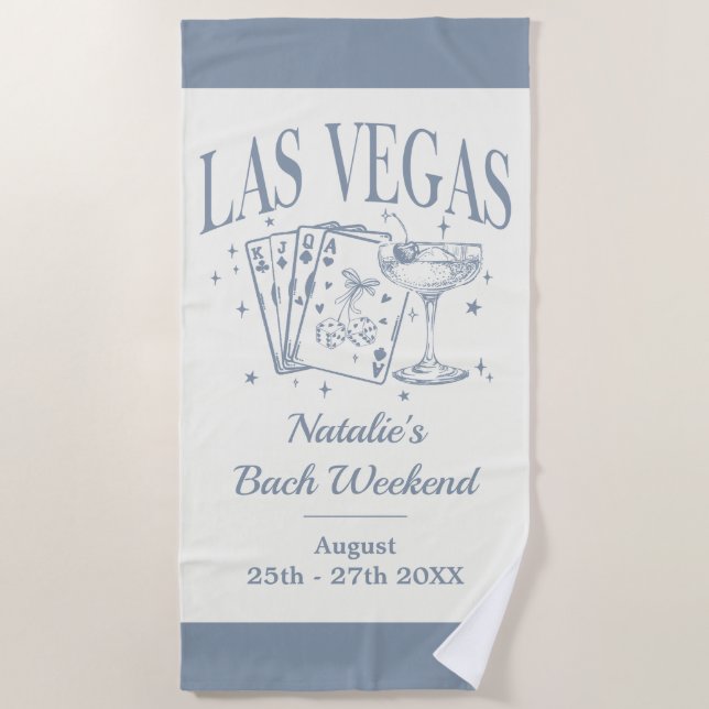 Custom Bride and Bridesmaid Las Vegas Bachelorette Beach Towel (Front)
