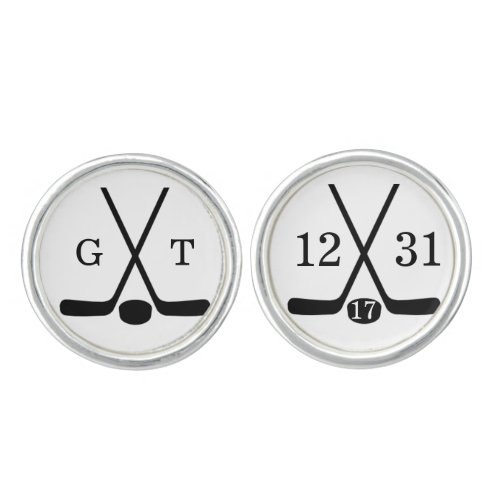 Custom Bride and Groom Monogram Hockey Cufflinks