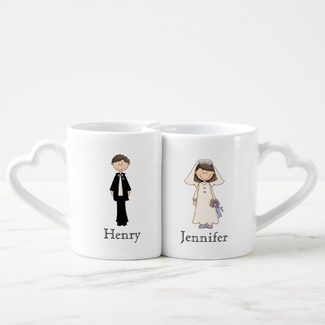 Custom Bride and Groom Mug Set (Back Nesting)