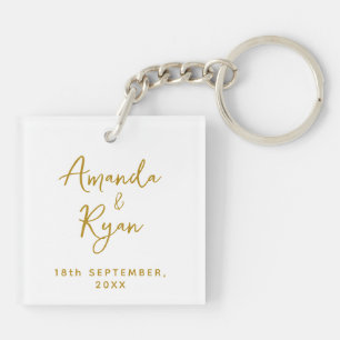 Custom Bride and Groom Names Wedding Date Keychain