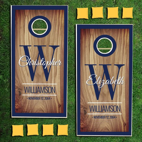 Custom Bride and Grooms NameMonogram Cornhole Set