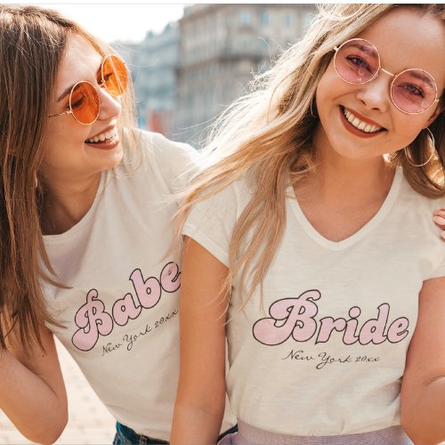 Custom bride bachelorette retro t_shirt