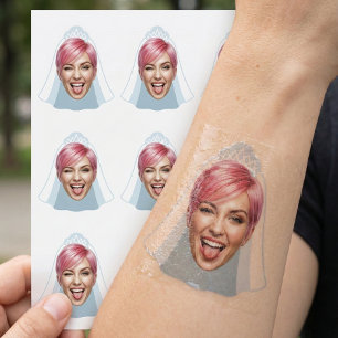 Custom Bride Face Bachelorette Party Temporary Tattoos