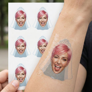 Custom Bride Face Bachelorette Party Temporary Tattoos