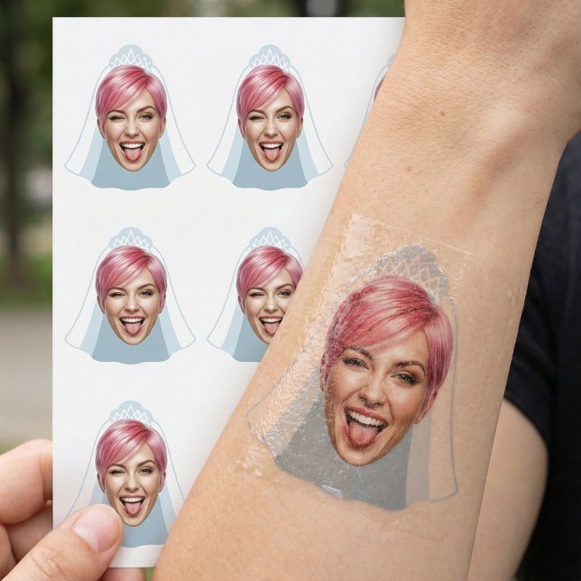 Custom Bride Face Bachelorette Party Temporary Tattoos (Creator Uploaded)