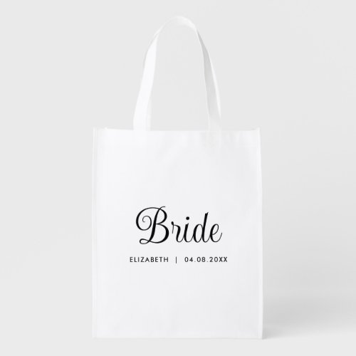 Custom Bride Gifts Elegant Template Shopping White Grocery Bag