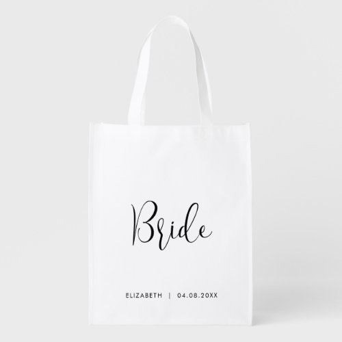 Custom Bride Gifts Template Modern Chic Shopping Grocery Bag