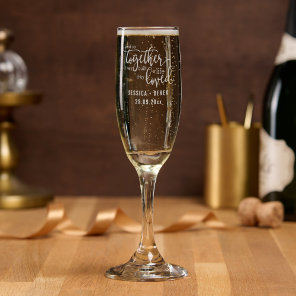 Custom Bride & Groom Etched Wedding Gift  Champagne Flute