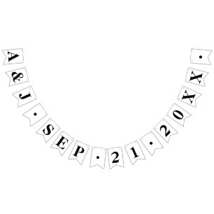 CUSTOM BRIDE+GROOM INITIALS WITH WEDDING DATE BUNTING FLAGS