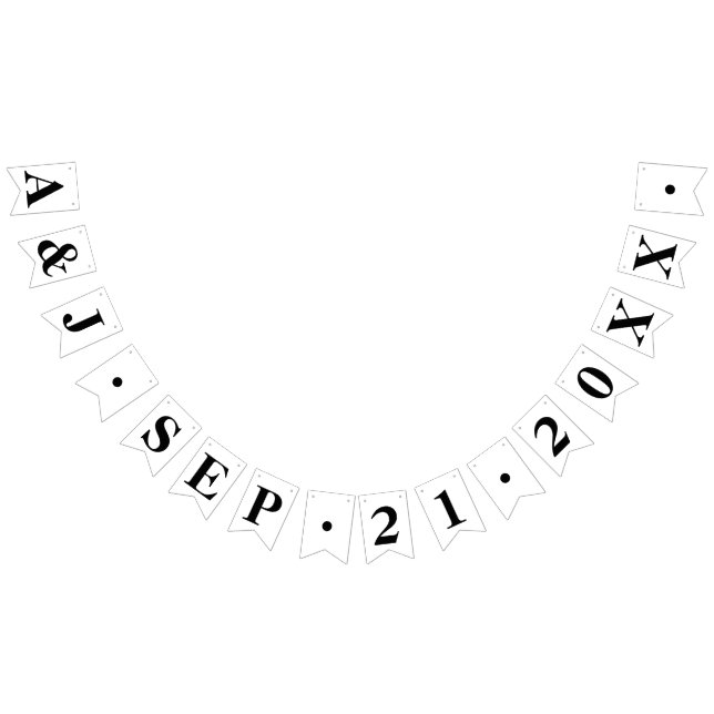 CUSTOM BRIDE+GROOM INITIALS WITH WEDDING DATE BUNTING FLAGS (All)