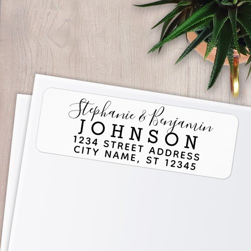 Custom Bride Groom Modern Script Return Address Label