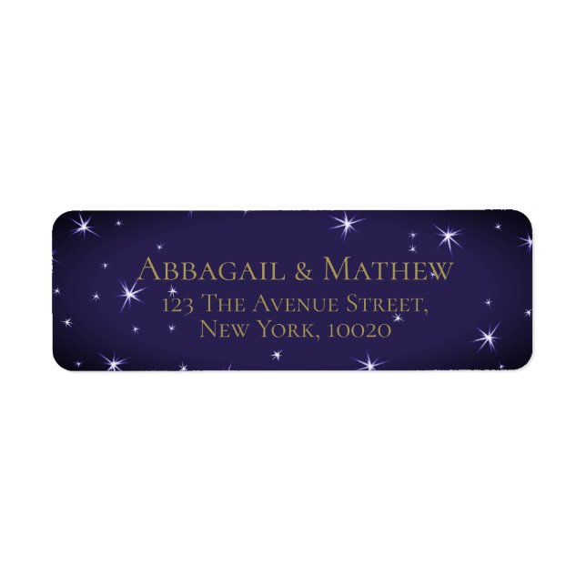Custom Bride & Groom. Night Stars. Gold Typography Label (Front)