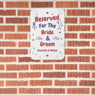 Custom Bride & Groom Reserved Parking Wedding Metal Sign