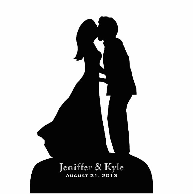 Custom Bride & Groom Silhouette Kissing Wedding Statuette (Front)
