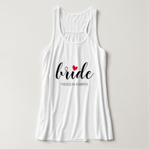 Custom Bride Modern Calligraphy with Heart Tank Top