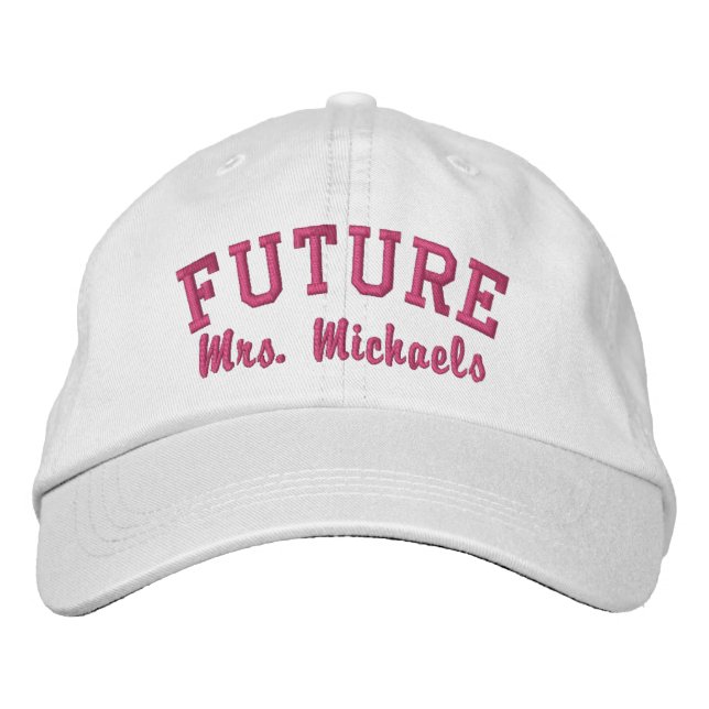 Custom Bride Name Embroidered Baseball Cap (Front)