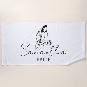 Custom Bride Name Gift Beach Towel