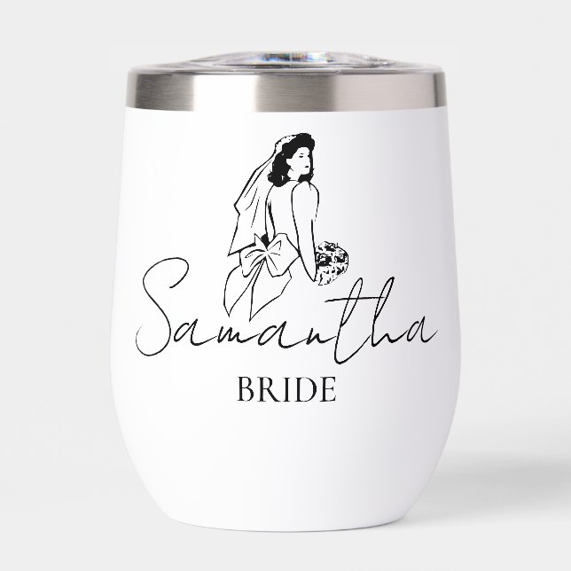 Custom Bride Name Gift Thermal Wine Tumbler (Front)