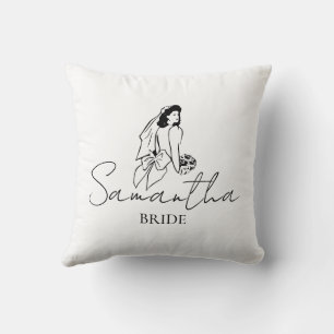 Custom Bride Name Gift Throw Pillow