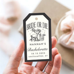 Custom Bride Or Die Bachelorette Cocktail Party Gift Tags