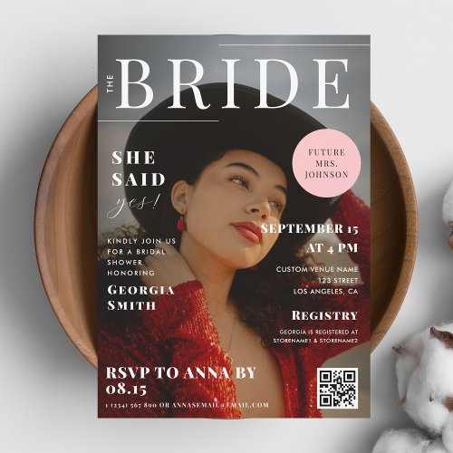Custom Bride Photo Magazine Cover Bridal Shower Invitation