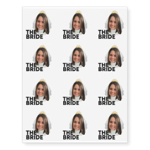 Custom Bride Photo Personalized Bridal Party Fun  Temporary Tattoos