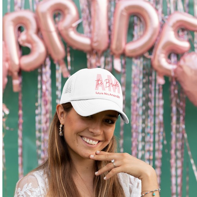 Custom Bride  | Pink Monogram Future Mrs Trucker Hat (Creator Uploaded)