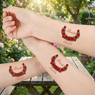 Custom Bride Rose Personalized Wedding Temporary Tattoos