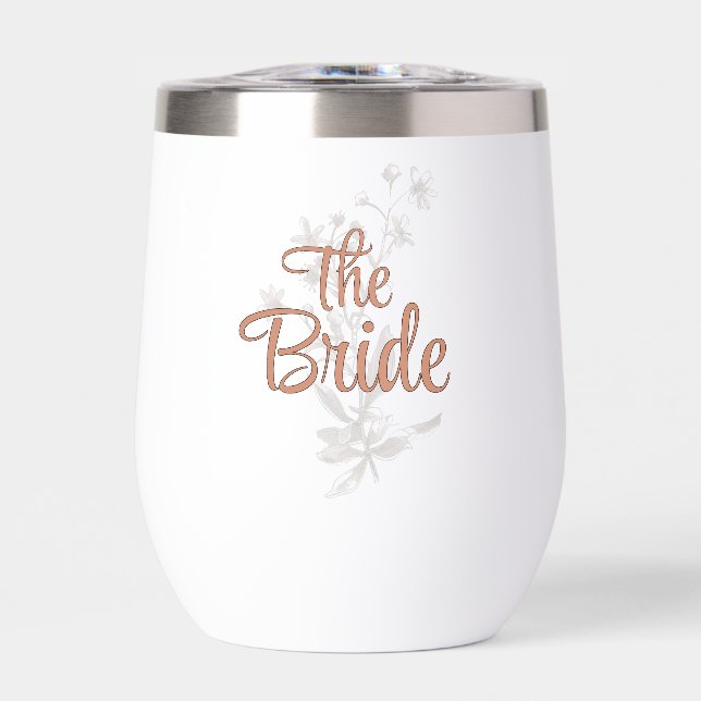 Custom Bride Rustic Boho Wildflowers Wine Tumbler (Front)