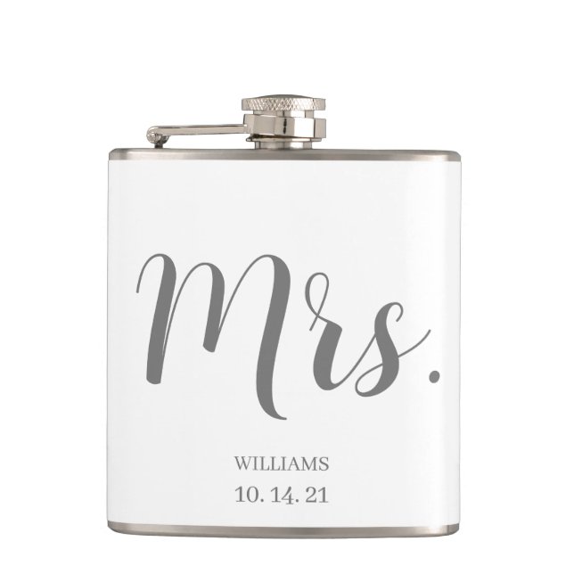 Custom Bride Script White Flask (Front)