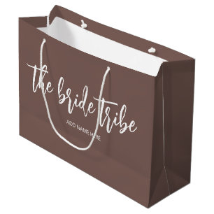 Custom Bride Tribe Cocoa Brown Wedding Large Gift Bag