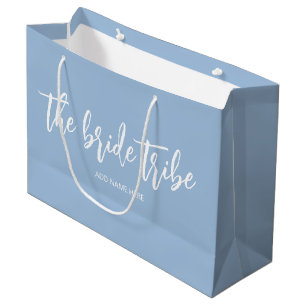Custom Bride Tribe Dusty Blue Wedding Large Gift Bag