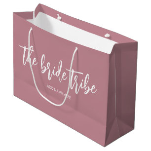 Custom Bride Tribe Dusty Rose Wedding  Large Gift Bag