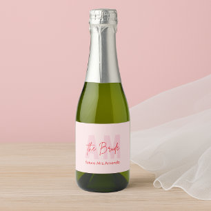 Custom Bride Wine Label Pink Monogram Future Mrs
