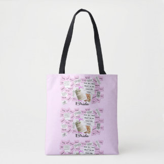Custom Bride's Pink & White Wedding Tote Bag