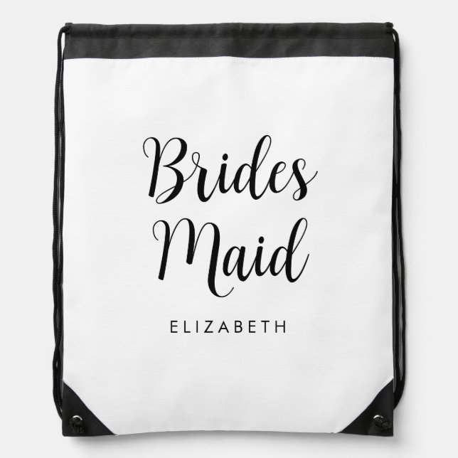 Custom Bridesmaid Bachelorette Modern Womens Drawstring Bag (Front)