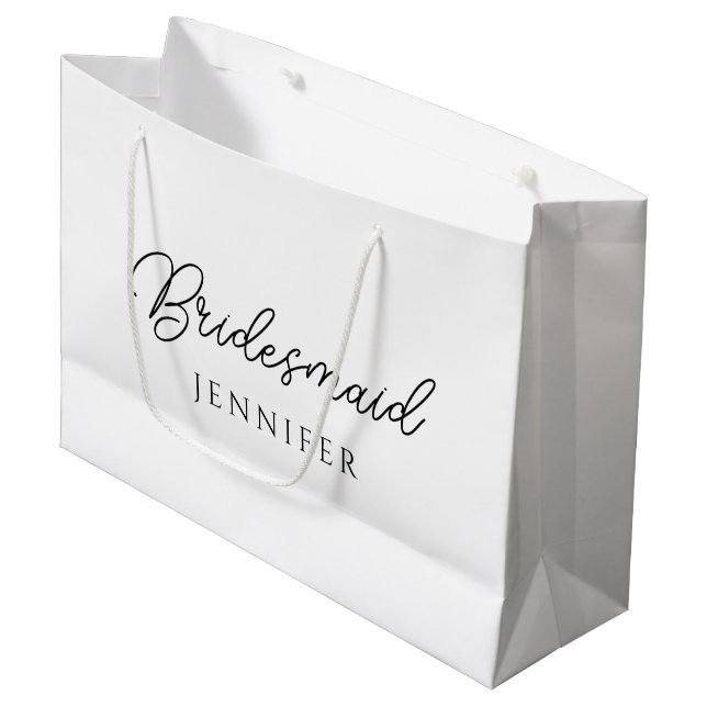 Custom Bridesmaid Bachelorette Script Name Large Gift Bag (Front Angled)