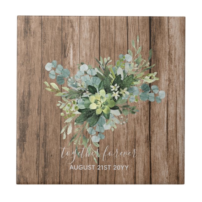 Custom Bridesmaid Bridal Party Gifts Greenery  Ceramic Tile (Front)