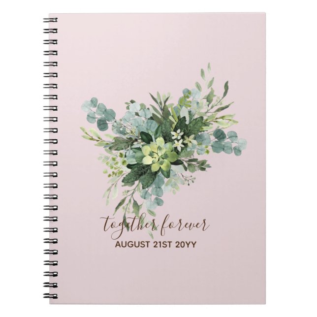 Custom Bridesmaid Bridal Party Gifts Greenery  Notebook (Front)