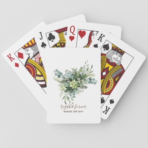 Custom Bridesmaid Bridal Party Gifts Greenery  Playing Cards