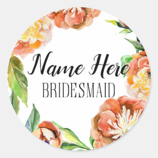 Custom Bridesmaid Floral Watercolor Sticker